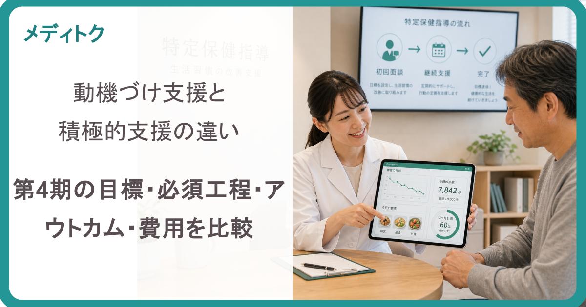 動機づけ支援と積極的支援の違い｜第4期の目標・必須工程・アウトカム・費用を比較のサムネイル