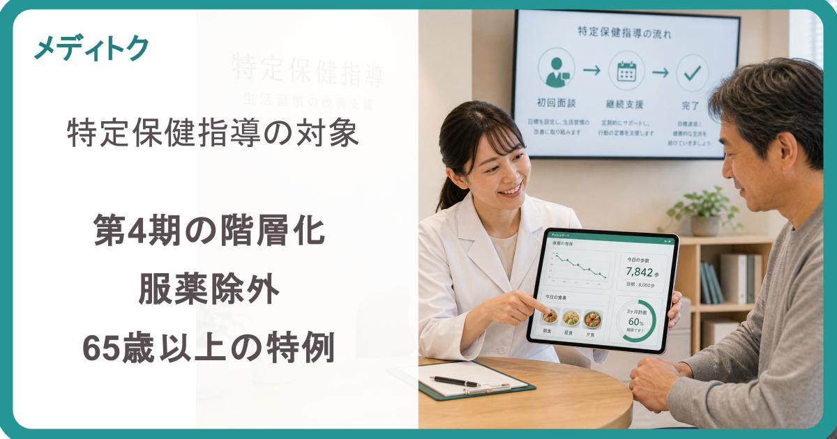 特定保健指導の対象｜第4期の階層化・服薬除外・65歳以上の特例のサムネイル