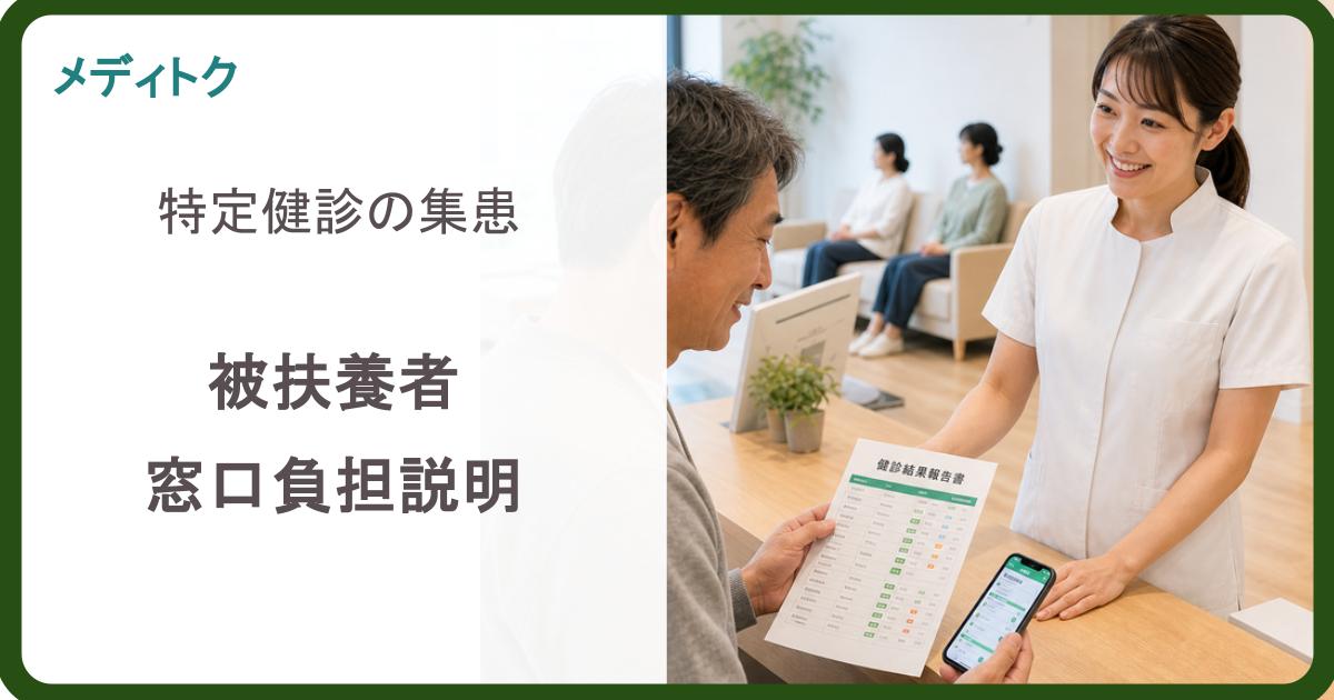 件数を増やすには？｜特定健診の被扶養者集患と窓口負担の説明のサムネイル